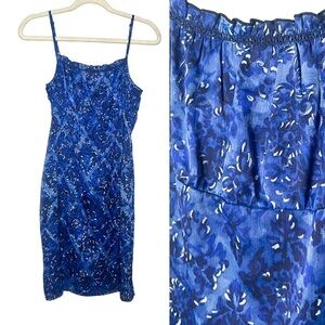 Esprit De Corp Y2K Midi Royal Blue Printed Cami Dress 5/6